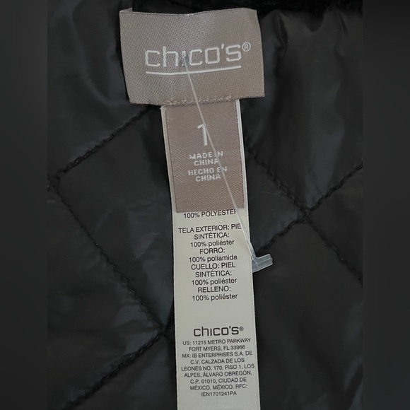 🆕 Chico’s quilted reversible Black Faux Fur Vest approximate size 8 (Chico’s 1) - Picture 6 of 8